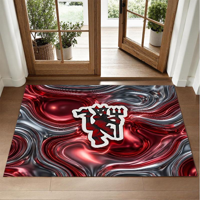Manchester United Design Crystal Velvet Rug Soft Decorative Mat for Bedroom Entrance