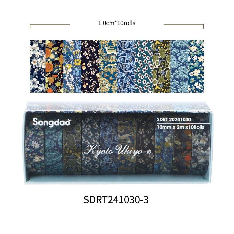10 Rollen Kyoto Ukiyo-e Washi Tape Set Japanische Traditionelle Kunst Retro Welle Floralmuster Masking Tape für Tagebuch Album
