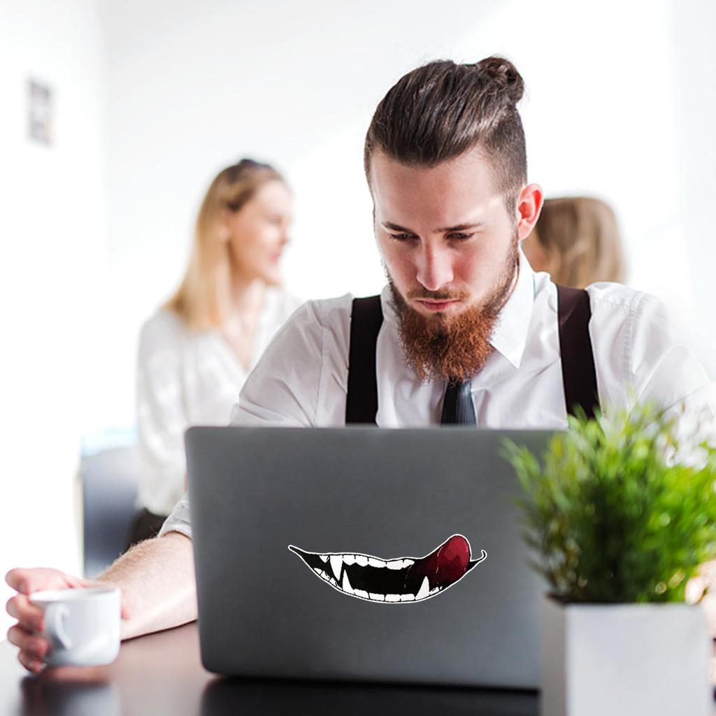 Generic Sticker Reflective Helmet Sticker Evil Teeth Bike Tank Decal Sticker Car