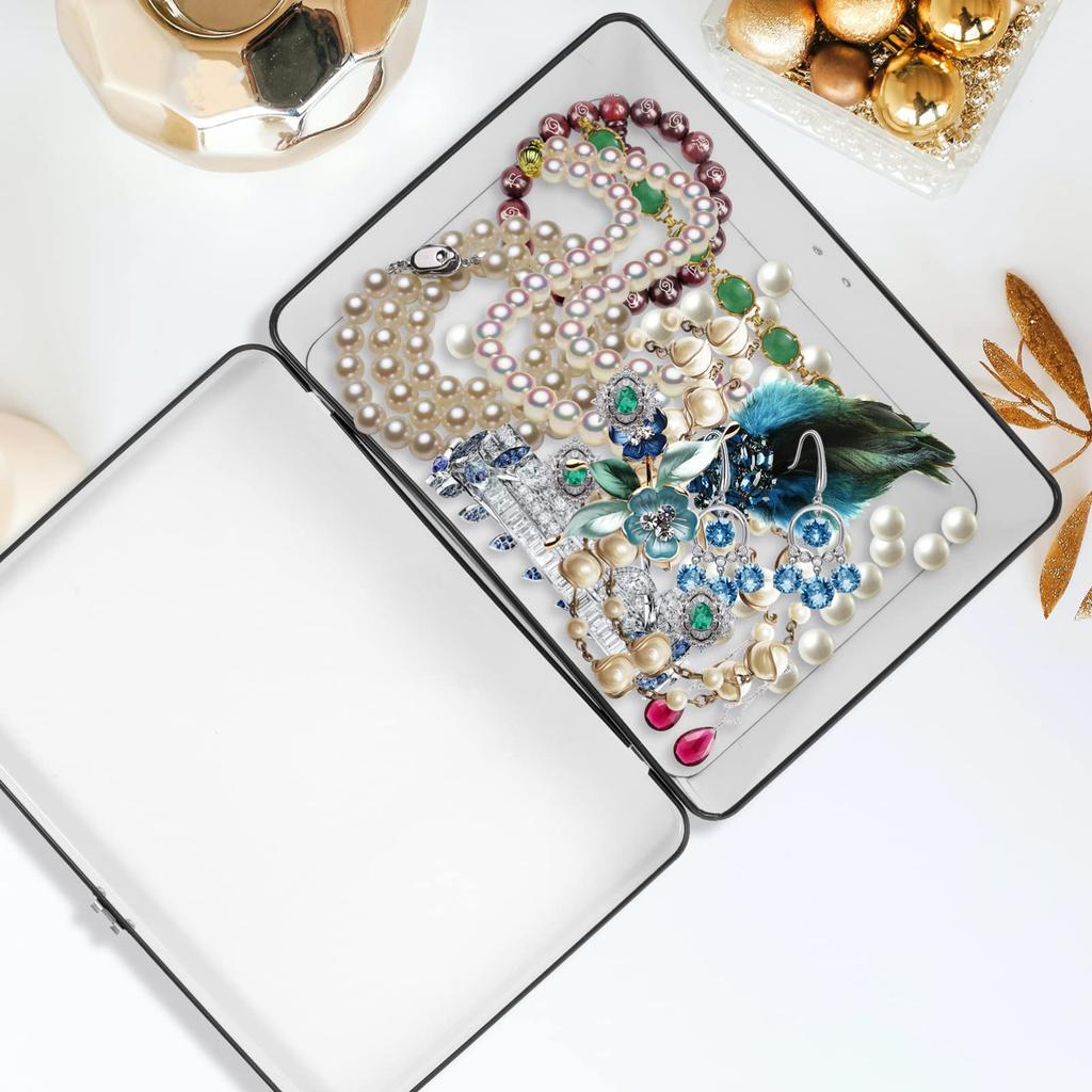 NUOLUX Tin Can Storage Box with Lid, Lockable Storage Box, Keepsake Box, Small Storage Box, Vintage Collection Box, Gift Box, 24.5 x 18 x 8.5 cm