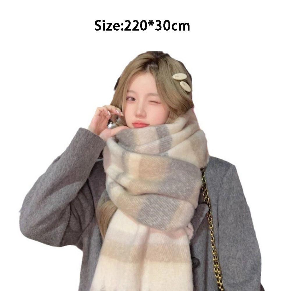 Winter Imitation Kaschmir Schal Retro Verdicken Warmer Schal Neuer Bunter Gestreifter Schal
