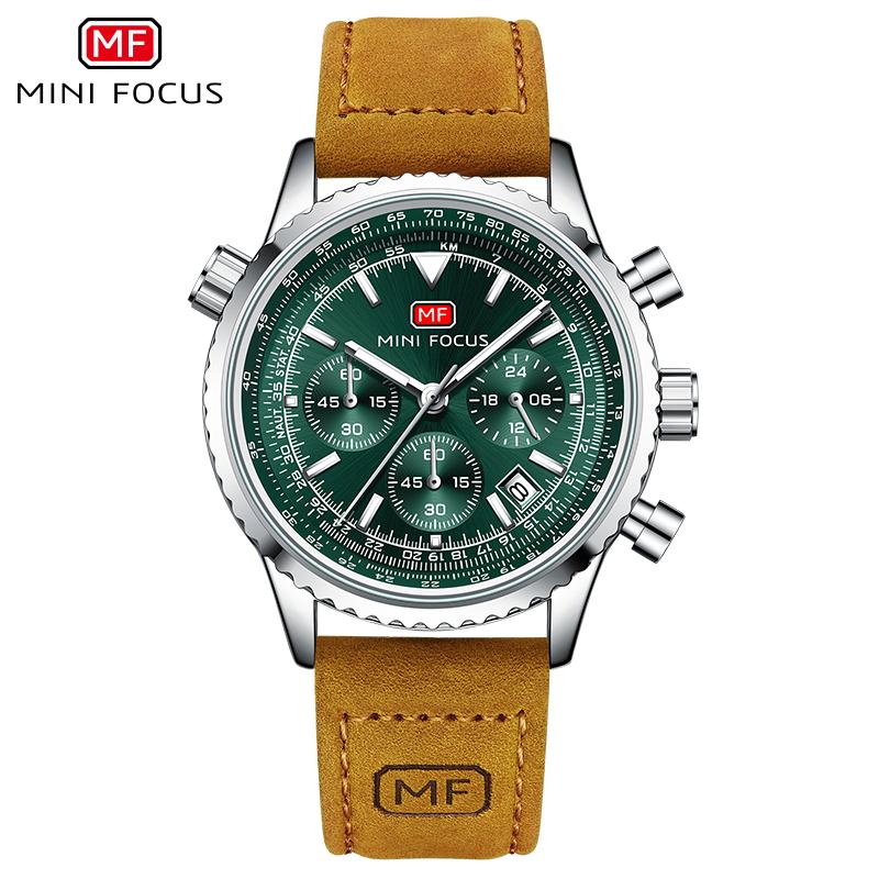 MINI FOCUS Multifunctional Casual Quartz Watch Watches for Men Chronograph Pilot Wrist Watch with Date Luminous Hands 0463G