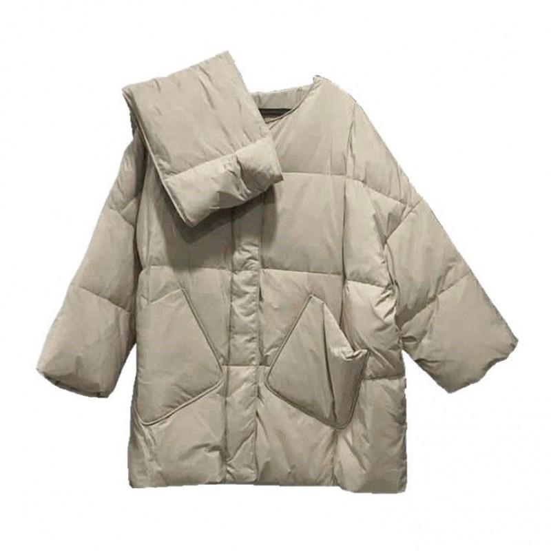 Damen Mittellange Daunenjacke Winter Warm Locker Mit Kapuze Enten Daunenjacke Lässig Koreanische Mode
