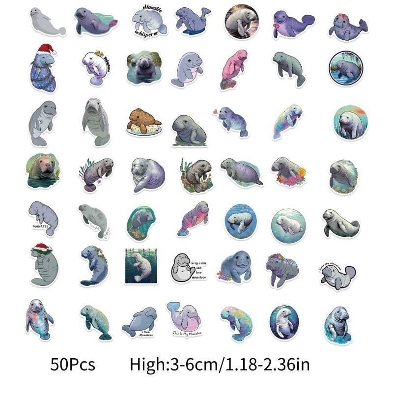 

Мультяшные наклейки с ламантинами 50 шт. Для гитары, ноутбука, багажа, наклейки для DIY, водонепроницаемые