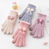Plush Gloves for Cycling Warm and Plush Touch Screen Butterfly Knot Knitted Gloves for Women In Winter
