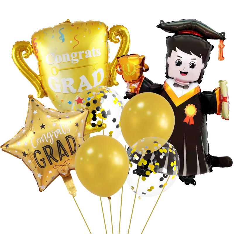 

Набор декоративных шаров для выпускного вечера, оформление выпускного сезона, мужской и женский шары из алюминиевой фольги, набор для празднования выпуска Male classmate graduation model B