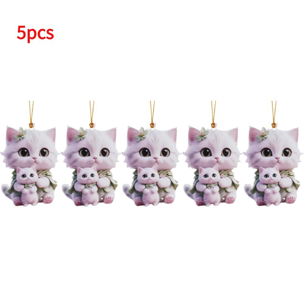 2D Acrylic Car Pendant Car Ornament Accessories Cute Cats Realistic Animal Rearview Mirror Hanging Pendant