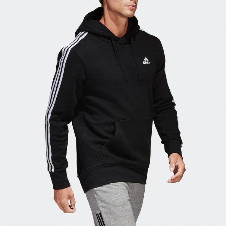 adidas Fleece-Lined Warm Hoodie With Drawstring Men Tops Black BR3588