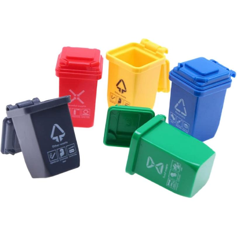 20 Pcs Mini Trash Can Doll House Sorting Garbage Bin Mini House Supplies Doll House Ornament Miniature Garbage Can Early Educational Toys Miniature