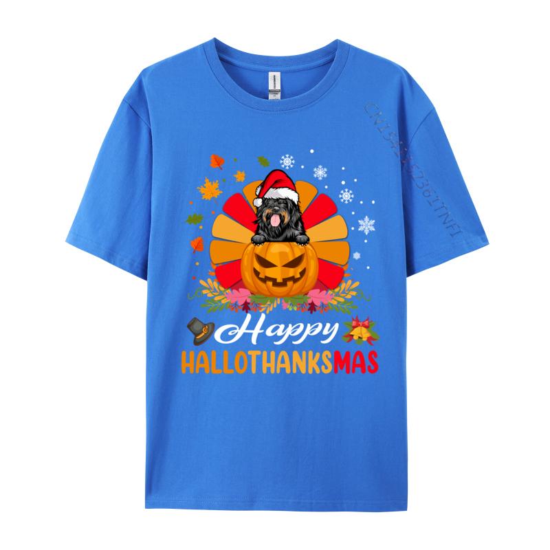 Portuguese Water Dog Hallothanksmas Halloween Fall Christmas T Shirts For Men Short Sleeve Tops Designs Tees Pure Cotton