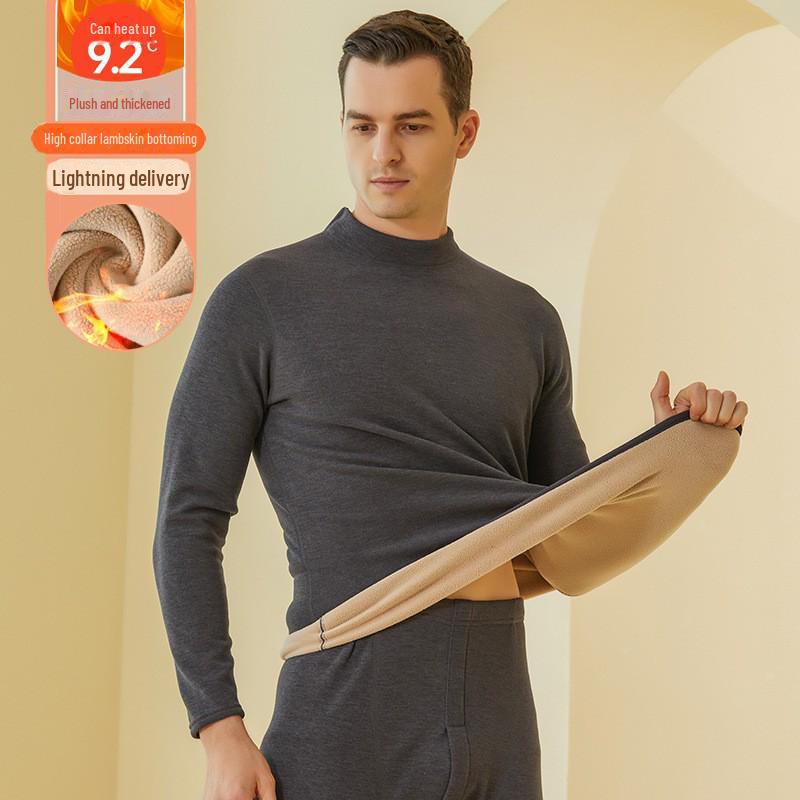 Women's 700g German Wool Lambskin Thermal Underwear Set: Velvet-Lined Double-Sided Top and Bottom for Autumn/Winter.