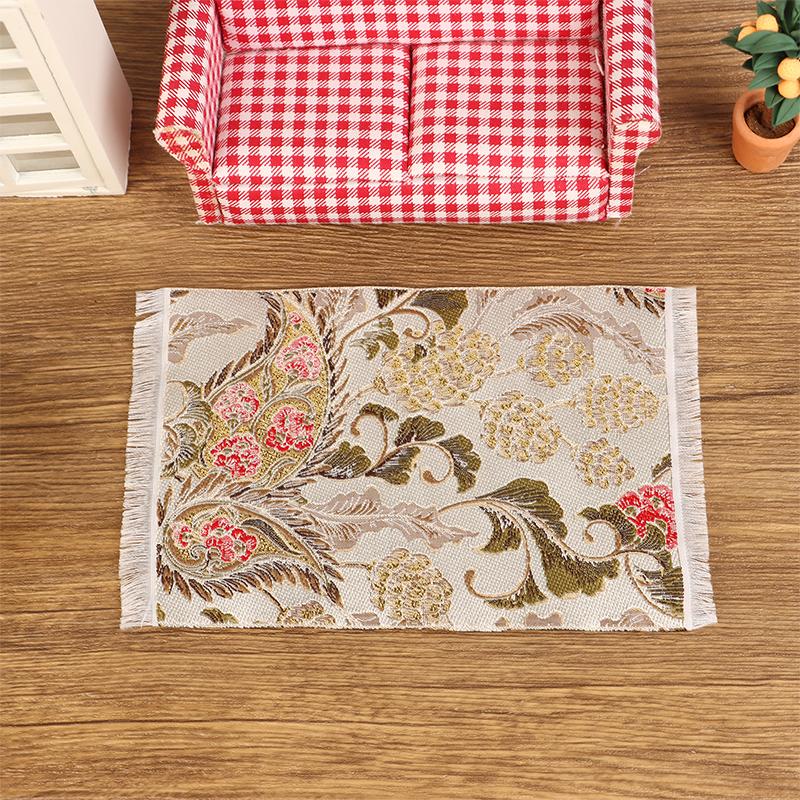 1:12 Dollhouse Miniature Handmade Woven Floor Mat Mini Floor Rug Cover Carpet Weaving Carpets Model Bedroom Home Furniture Decor