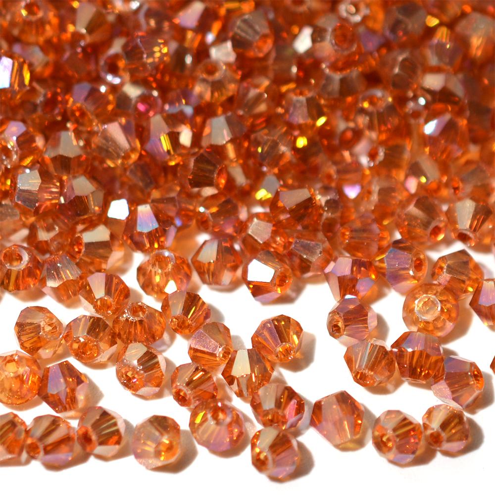 Kovová barva 100ks Průměr 4mm Bikonický tvar Pokovené Rakouské krystaly Skleněné korálky Volné Distanční korálky pro výrobu šperků