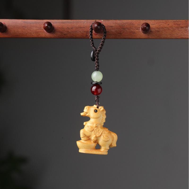 Zodiac Sheep Red and Green Sandalwood Rosewood Pendants & Keychains