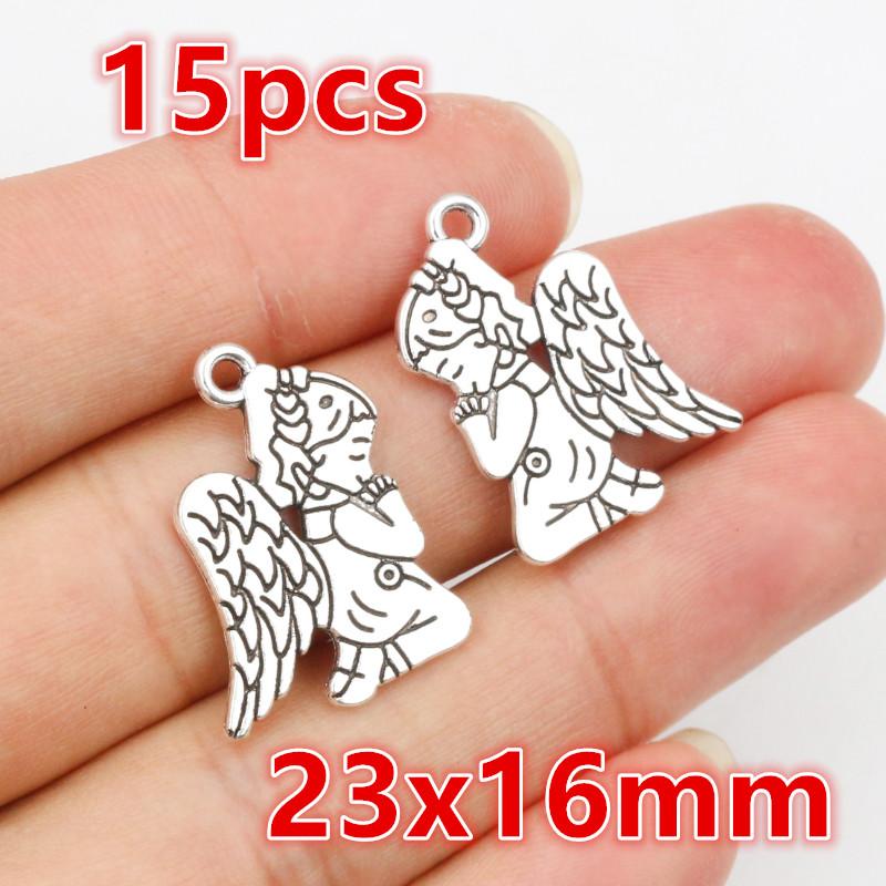 1-50pcs Alloy Metal Wings Flying Angle Heart Charms Pendant DIY Jewelry Making Accessories Findings for Necklace Keychains