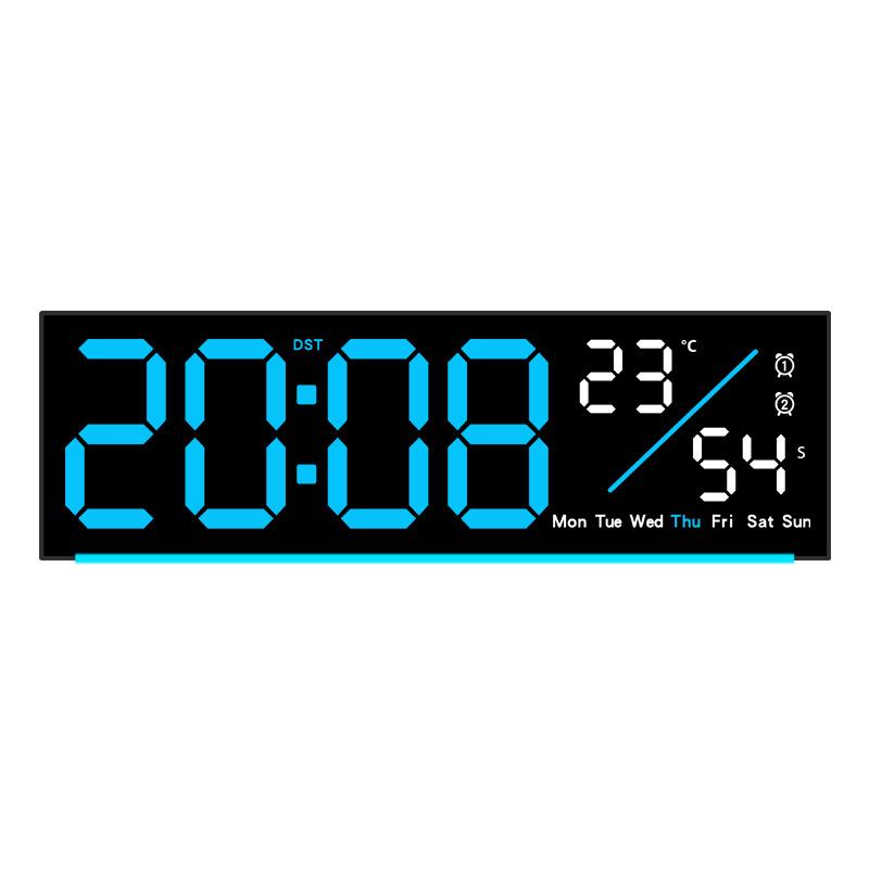 Large Digital Wall Clock with Mood Light TEMP Date Week 2 Alarm Auto Dimming Count-up Countdown Table Clock 12/24H DST LED Clock