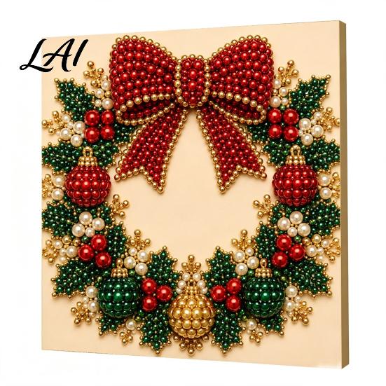 Progetti Artistici per Alleviare lo Stress Kit Perle Finte di Natale Pittura Capanna Innevata di Babbo Natale Kit Artigianale 3D Scintillante con Perline Fai da Te per Adulti Parete per le Festività Invernali di Casa