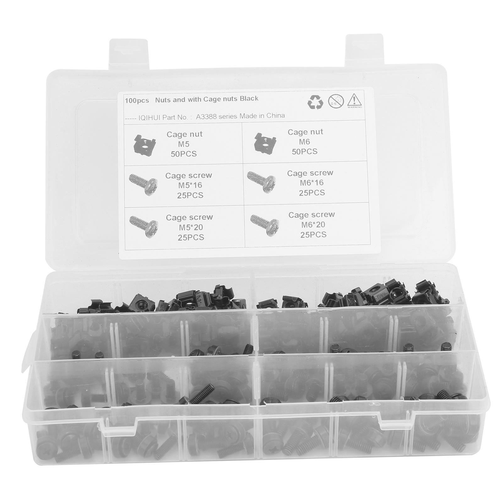 

200 шт. Комплект гаек-клеток и винтов M5 M6 Автомобильный аксессуар Углеродистая сталь Черный