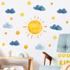 Bohemian Watercolor Sun and Cloud Wall Decals, Self-Adhesive Peel and Stick Stickers for Kids Bedroom, Kindergarten Decor