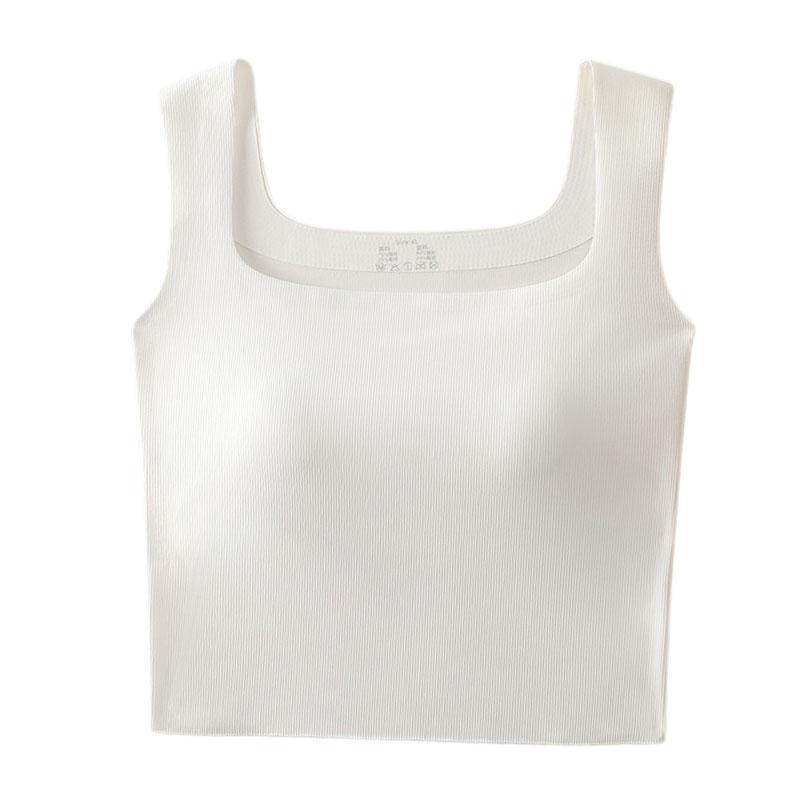 Children Underwear Wide Shoulder Bra Square Neck Breathable Tops Vest Seamless Girls Bras Fixed Padded Sports Solid Tank