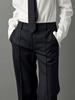 Chosyu Wool Pintuck Straight Pants (Black)