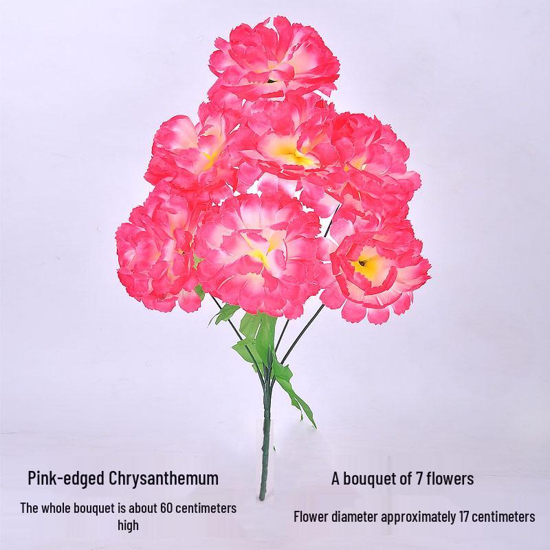 Qingming-Fest Chrysanthemenstrauß: 7-Kopf Seidenblumen Friedhofsgesteck für die Grabpflege