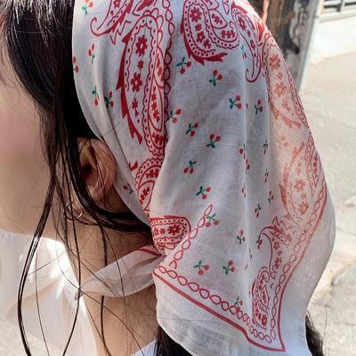 Květinový potisk Nákrčník Dámský Korejský Bavlna Len Čtvercový Šátek Elegantní Šátky na Krk Malé Omotávky Bandana Šátky na Hlavu