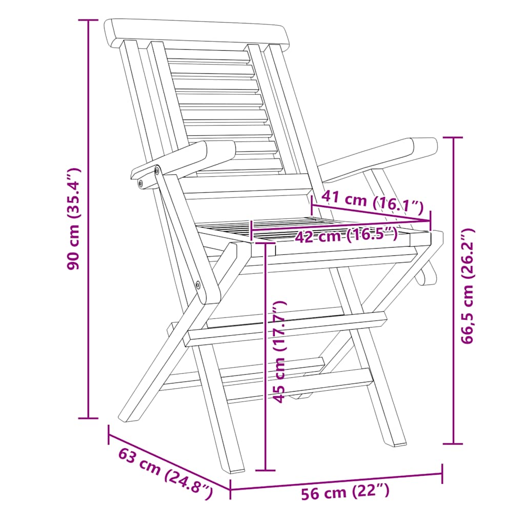 Garden Chairs 8 pcs Foldable 56 x 63 x 90 cm Solid Teak Wood