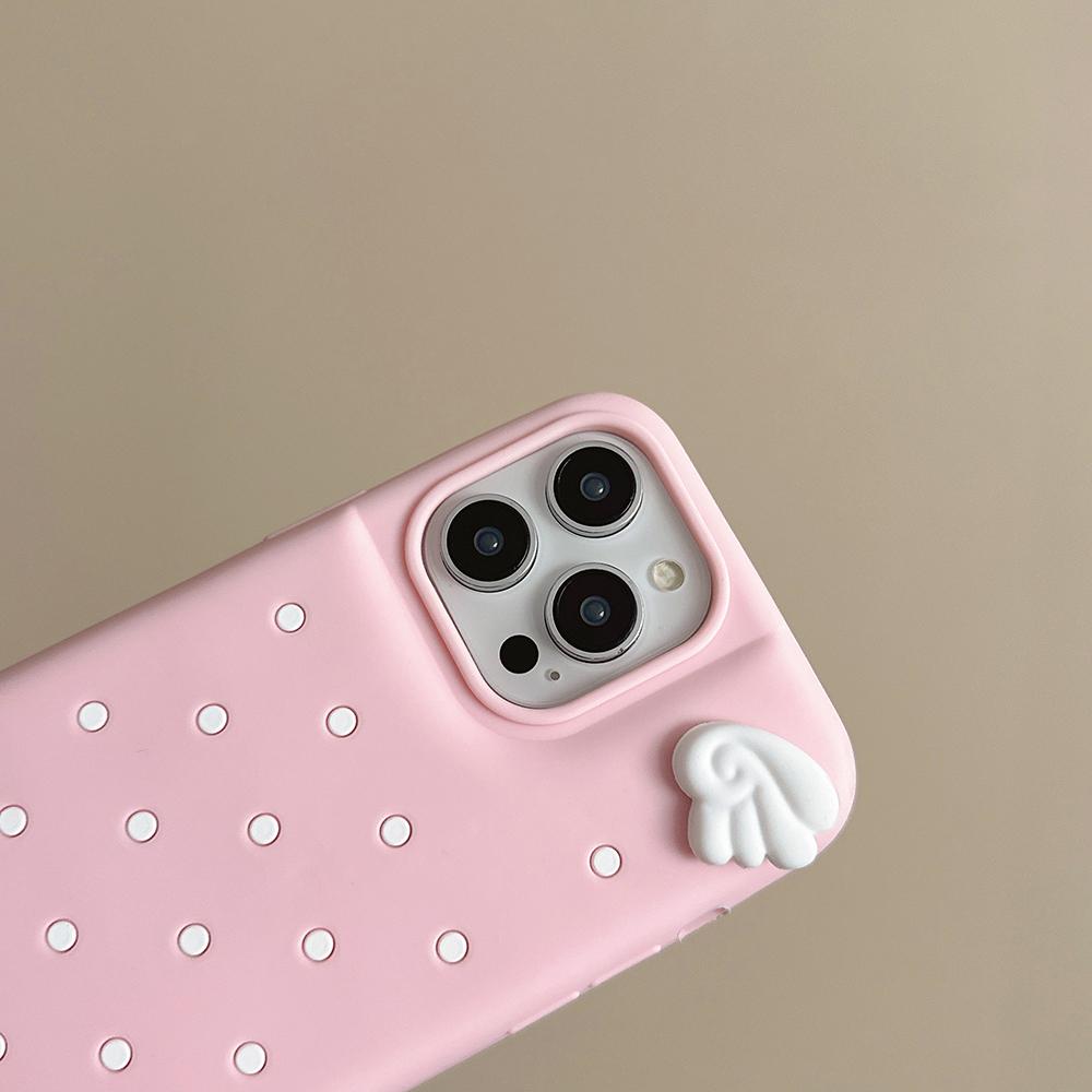 3D Cute Polka Dot Angel Wings Silicone Phone Case for IPhone 16 15 14 13 Pro Max 14 15 Plus Shockproof Cover for IPhone 16 Pro