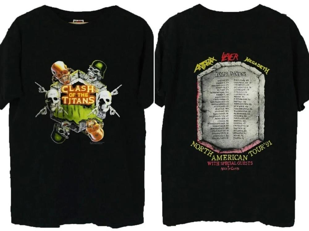 Vintage 1991 Clash of the Titans North American Tour TShirt Metal Band Tee Unisex T-Shirt L