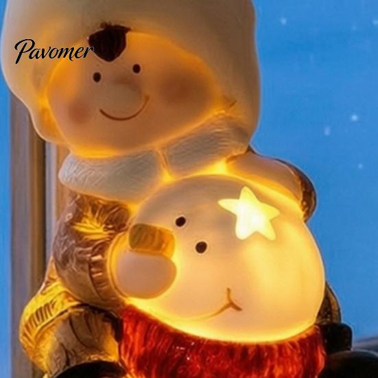 Weihnachts-Eingangsbereich-Dekoration Leuchtendes Ornament, Langlebiges Harz mit Warmem LED-Licht Design, Exquisite Tischdekoration für Festliche Feiertagsatmosphäre Figur für Zuhause