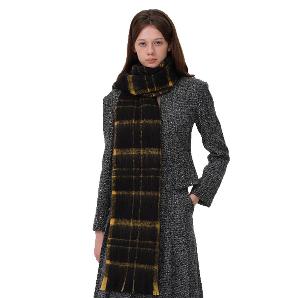 Plaid scarf women's winter senior sense thickened warm imitation cashmere scarf shawl scarf