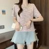 Retro Fashion Woven Plaid Top for Women's Summer Age Reduction and Stylish Versatile T-shirt