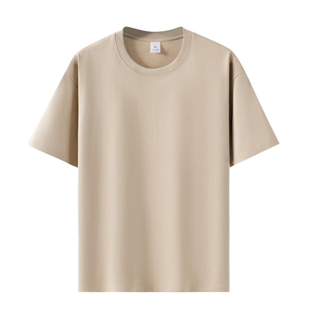 Unisex Round Neck Short Sleeve Loose Fit T-Shirt Cotton Solid Heavyweight Top