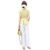 2026 Sommer Chic High-Waist Schnürung Weiter Bein Hosen & Elegantes Oberteil Set