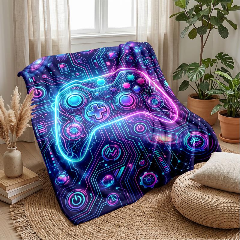 Futuristic Gaming Controller Theme blanket Lightweight Warm Flannel Blanket Decorative Throw Blanket for Home Decoration