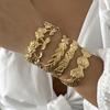 Vintage Stainless Steel Flower Heart Bracelet For Women Gold Color Irregular Geometric Cuff Bangles Bracelets Aesthetic Jewelry