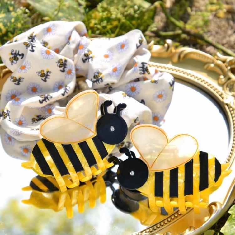 Honeybee Claw Clip for Adult Kids Hair Claw Clip Strong Hair Grip for Hairstyle Ponytail Holder Girl Lovely Hair Decors