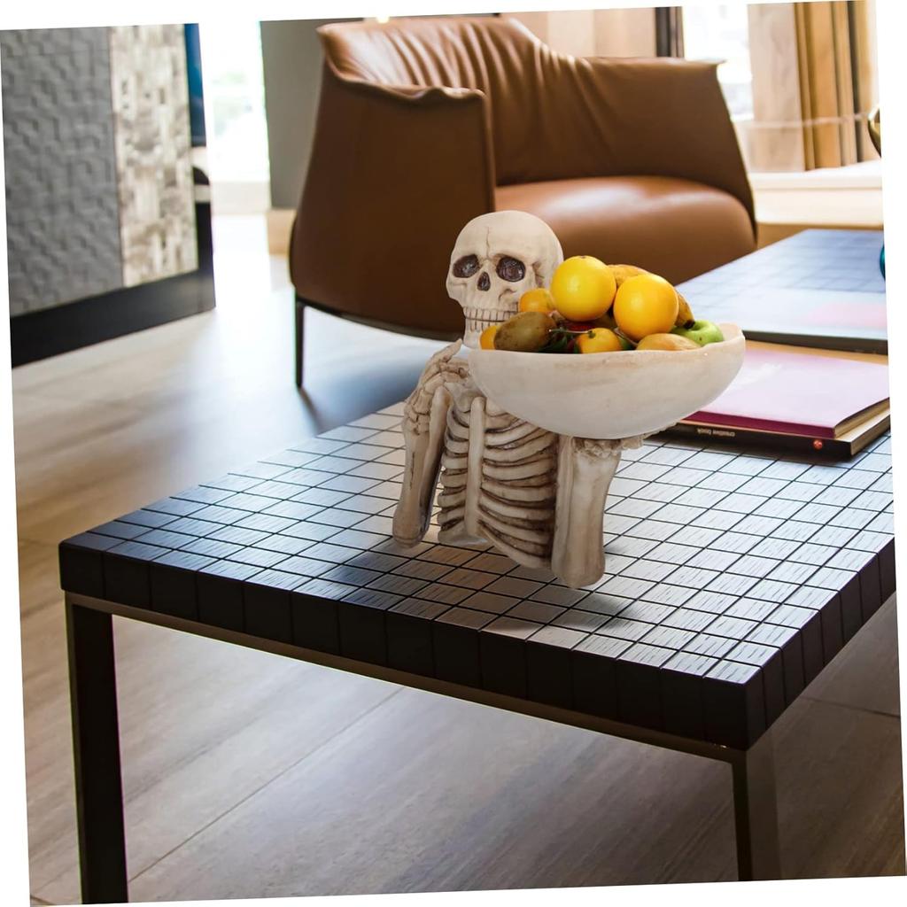 Skelett Aufbewahrungstablett Snackbehälter Halloween Skelett Harz Skelett Aufbewahrungsbehälter Skelett Statue Heim Büro Dekoration