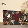 Smooth Zipper Storage Pouch Bag, with Halloween Pattern Printed, Ghost Design Bag Canvas Makeup Large Capacity Travel Cosmetic Wear-resistant