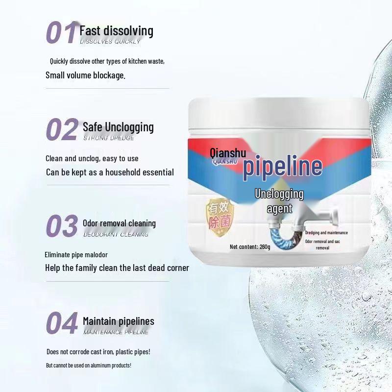 Pipe Dredger 0.01: High-Speed Bubble Powder for Dissolving Kitchen Grease and Clearing Sewers (2 Cans)