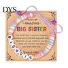 Adjustable Kids Bracelet Sister Friendship Beaded Bohemian Colorful Polymer Clay Beads Big Sis Gift for Women Friends Girls Daily Wear