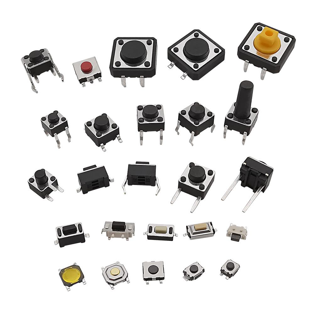 125Pcs 25 Types SMD DIP Micro Tact Push Button Switch Assorted Kit 2*4 3*6 4*4 6*6 12*12 Reset Mini Leaf Switches for Arduino Pushbutton Switches 3