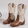Autumn and Winter Fashion Paragraph Western CowboyHeel French Boots Fashion Trend Mid Top Boots