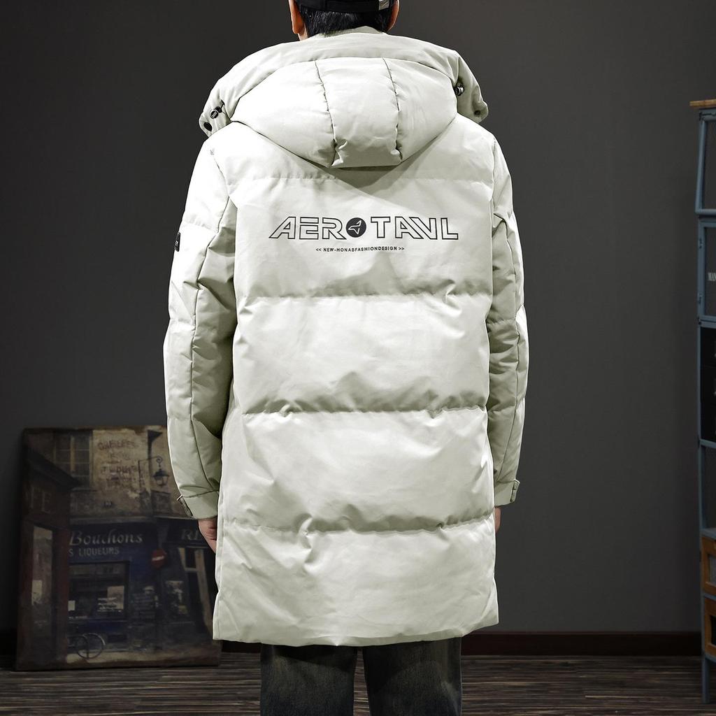 Winter 2025 Men's Hooded Mid-Length Down Jacket - 90% Duck Down, Warm and Trendy Outerwear
