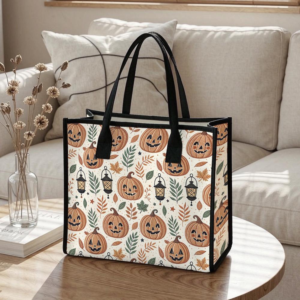 Halloween Pumpkin Tote Bag Fashion Casual Large Capacity Daily Outdoor Handbag for Women