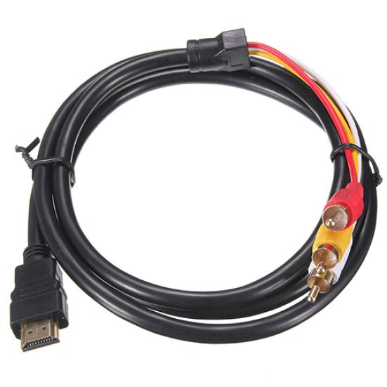 5 Feet 1080P HDTV HDMI-compatible Male to 3 RCA Audio Video AV Cable Cord Adapter