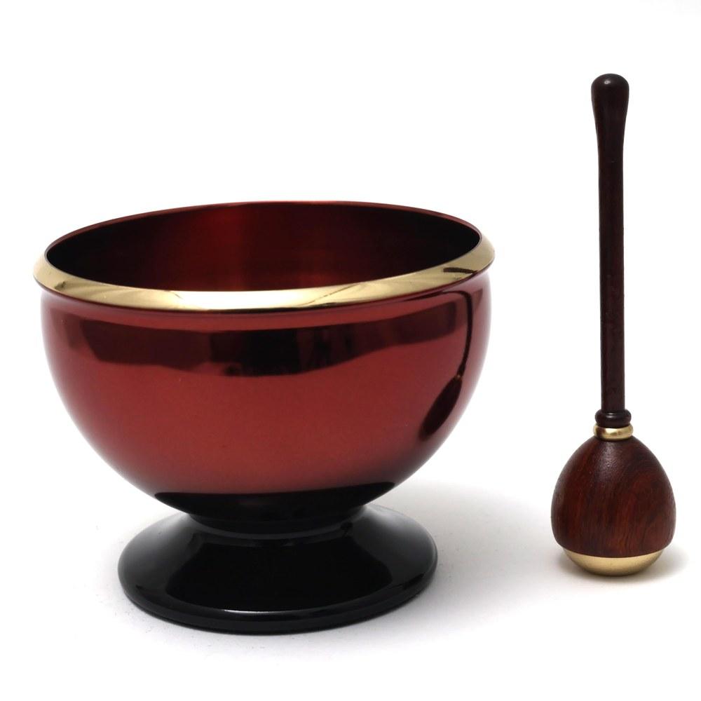 monoGokoro Buddhist Bell Set Integrated Design Peace Memorial Service Altar Bell Wine Red
