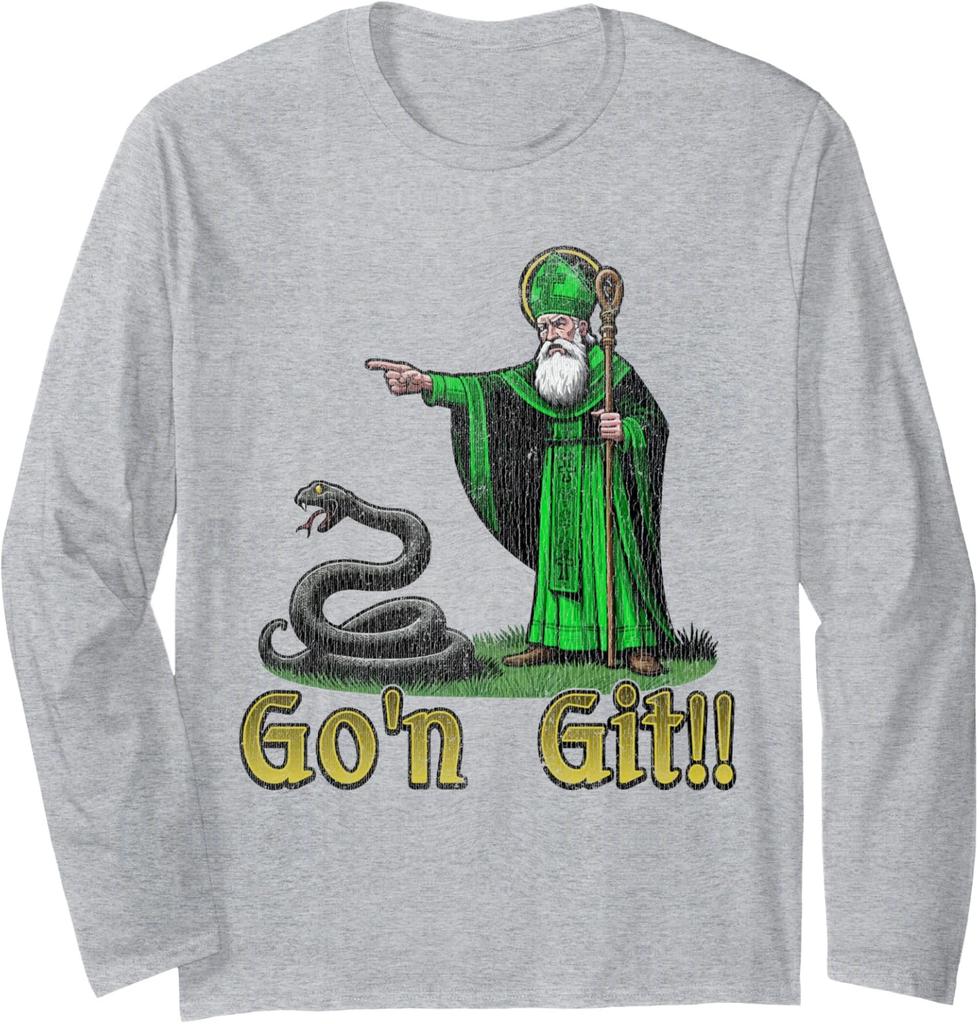 Distressed Go'n Git Funny St Patricks Day Snake Long Sleeve T-Shirt