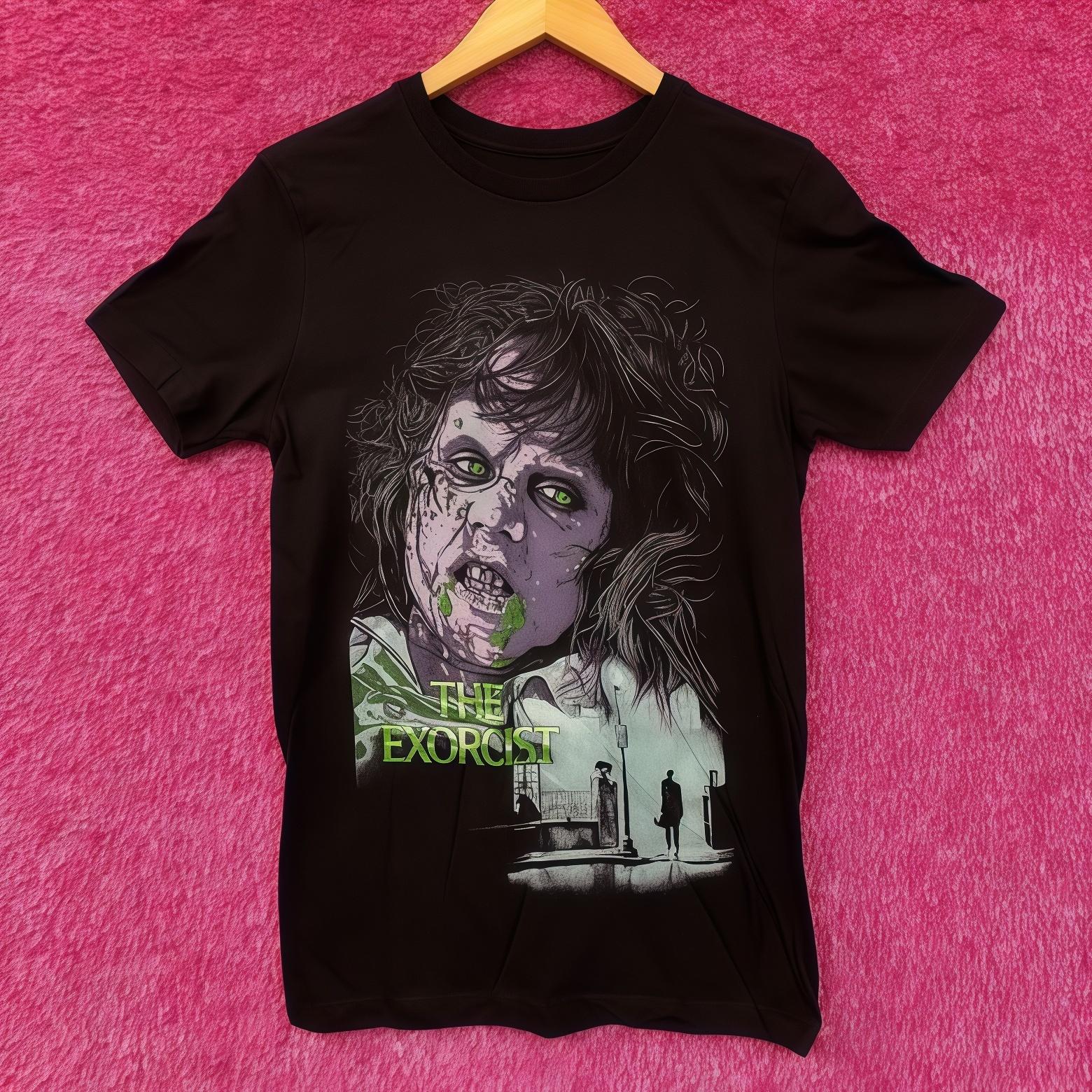 Summer American The Exorcist Shirt Holloween Horror Classic Movie Retro Graphic Design Women s T-shirt XXXL